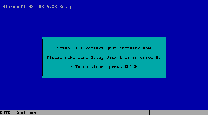 Gambar 11. Setup meminta user menekan Enter untuk memulai pembuatan partisi dan me-restart komputer