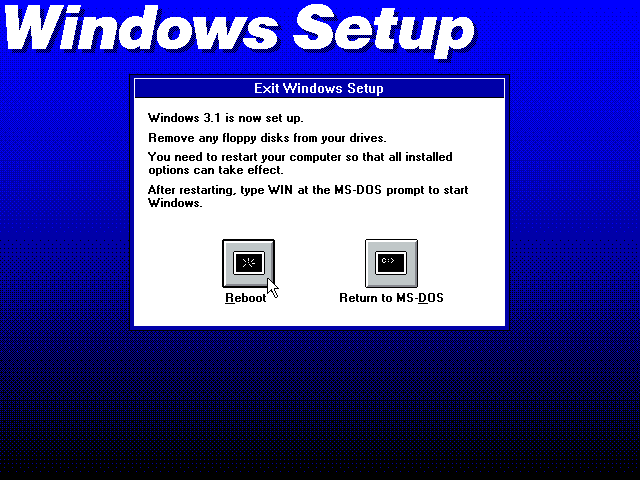 Gambar 15. Jendela setup Windows 3.1 yang terakhir