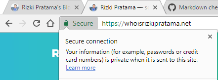 Gambar 3. HTTPS yang 'hijau' dan pesan "Secure connection"