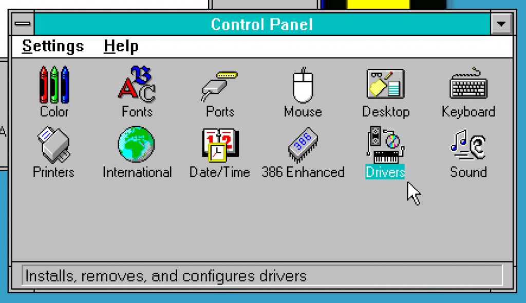 Gambar 2. Icon aplikasi pengelola driver di Windows 3.1